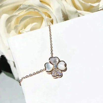 [Royal&Vicky]CLOVER MOP DIAMOND ROSE GOLD NECKLACE