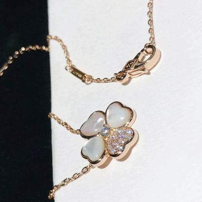 [Royal&Vicky]CLOVER MOP DIAMOND ROSE GOLD NECKLACE
