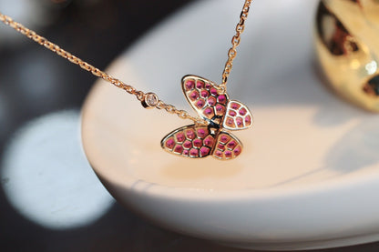 [Royal&Vicky]BUTTERFLY RED DIAMOND ROSE GOLD NECKLACE