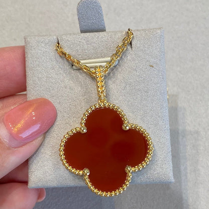 [Royal&Vicky]CLOVER 25MM NECKLACE GOLD CARNELIAN