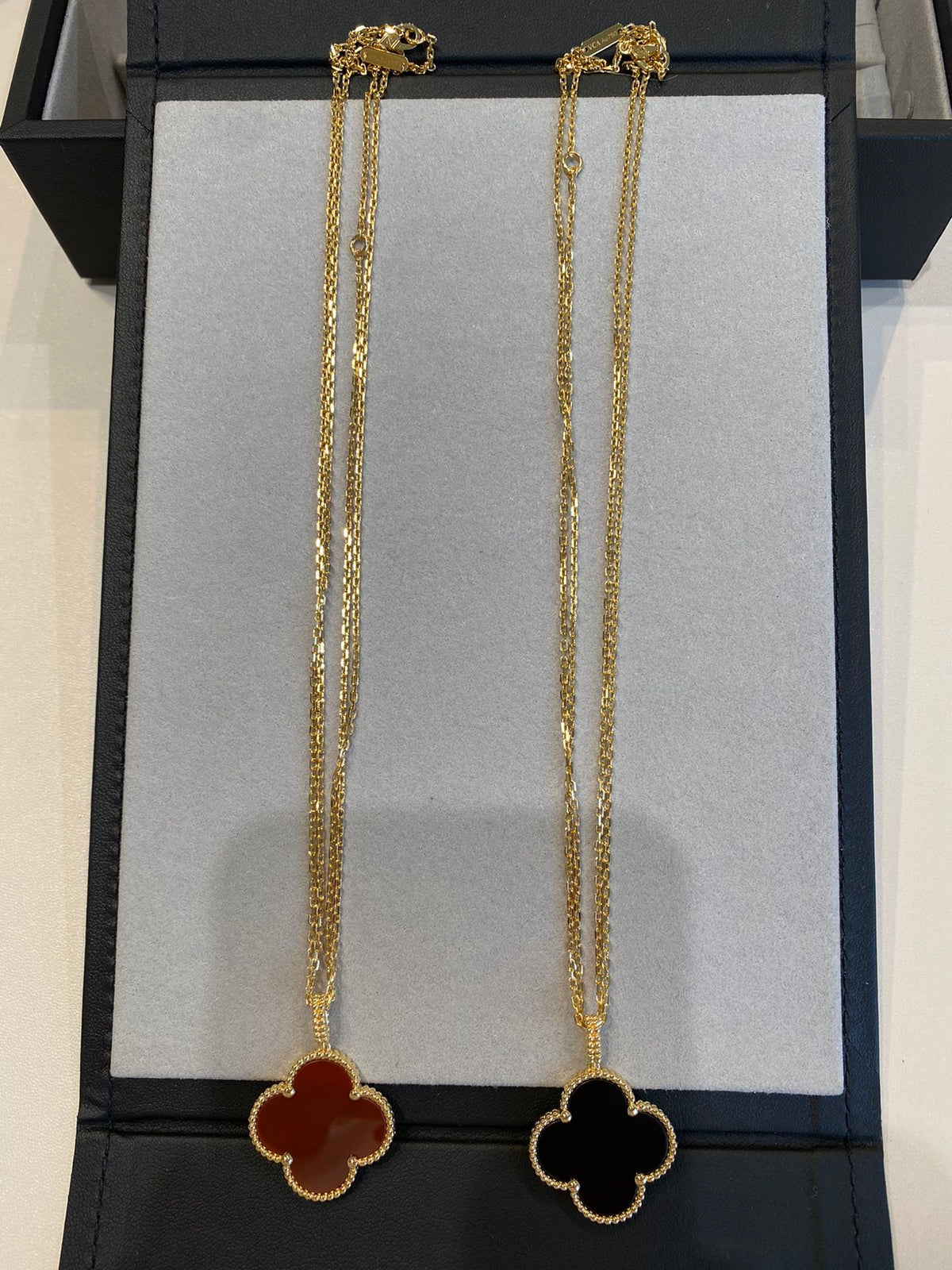 [Royal&Vicky]CLOVER 25MM NECKLACE GOLD CARNELIAN