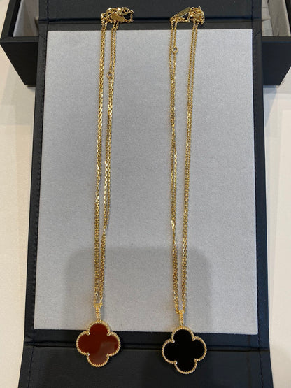 [Royal&Vicky]CLOVER 25MM NECKLACE GOLD CARNELIAN