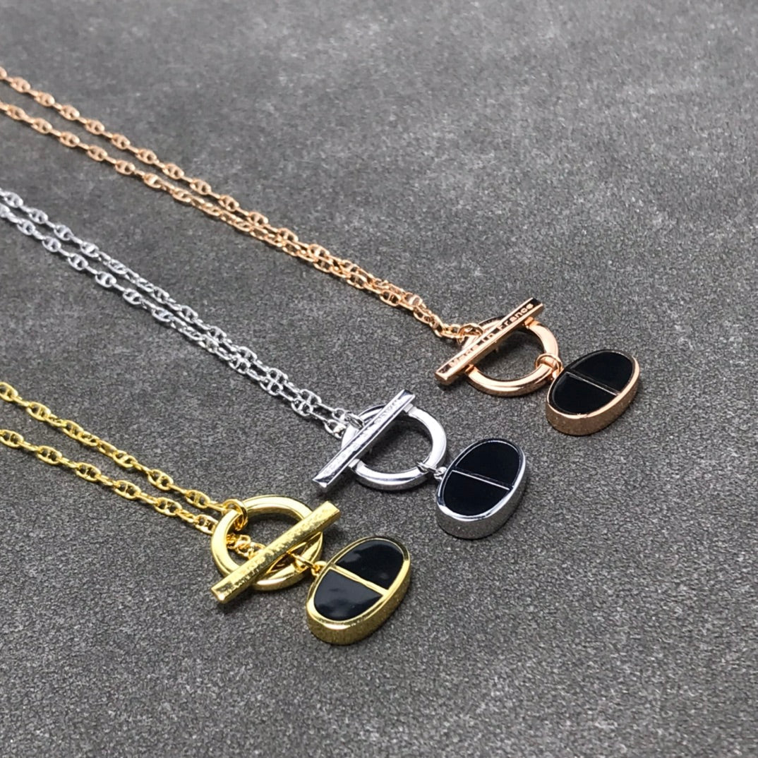 [Royal&Vicky]CHAINE VERSO BLACK CERAMIC  NECKLACE