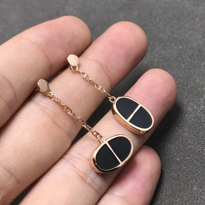 [Royal&Vicky]CHAINE VERSO BLACK CERAMIC SILVER EARRINGS