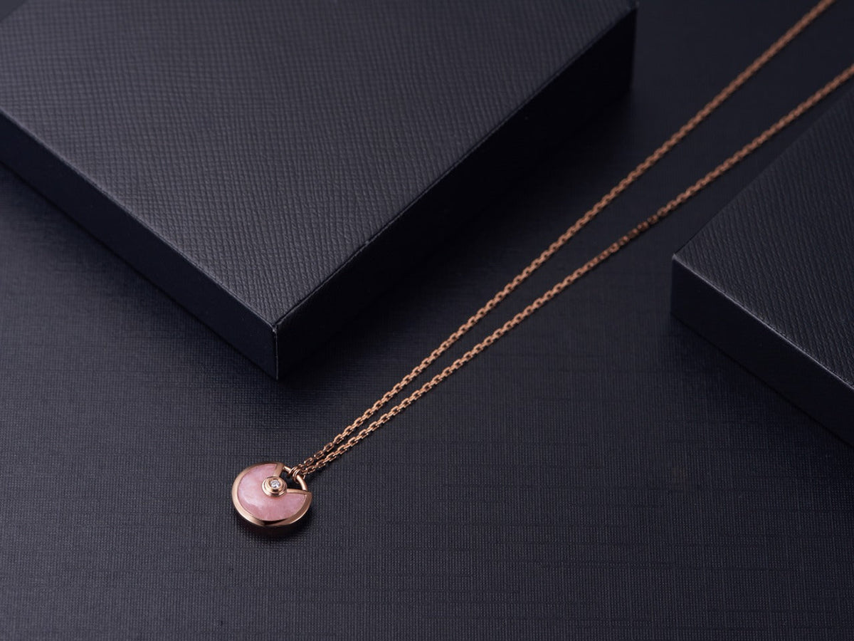 [Royal&Vicky]AMULETTE ROSE GOLD PINK MOP NECKLACE