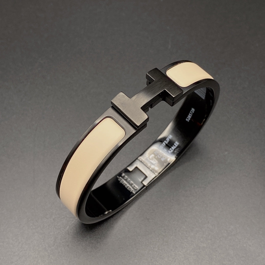 [Royal&Vicky]H BRACELET 12MM BLACK BEIGE CERAMIC