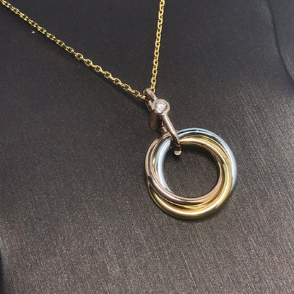 [Royal&Vicky]TRINITY SILVER GOLD PINK GOLD NECKLACE
