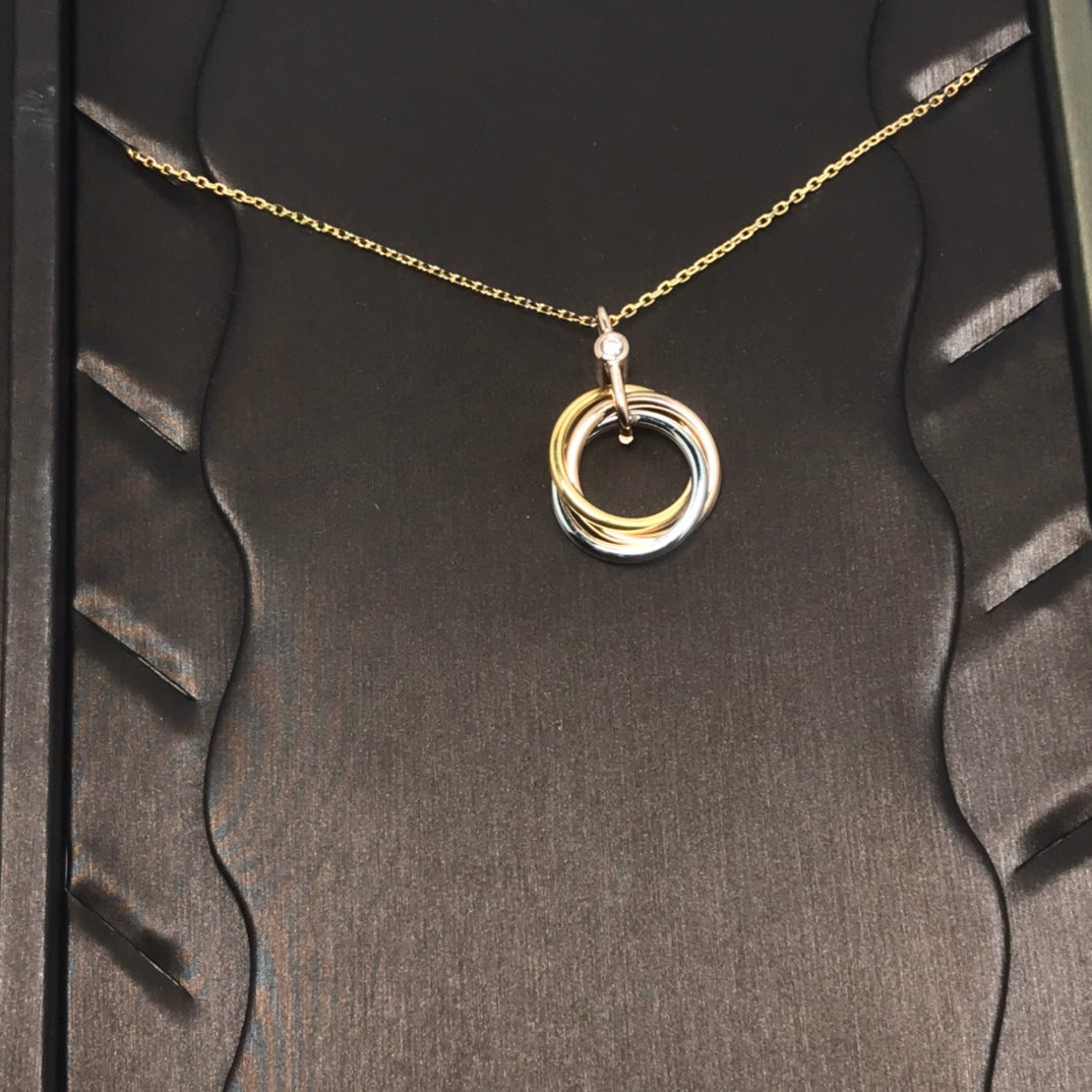 [Royal&Vicky]TRINITY SILVER GOLD PINK GOLD NECKLACE