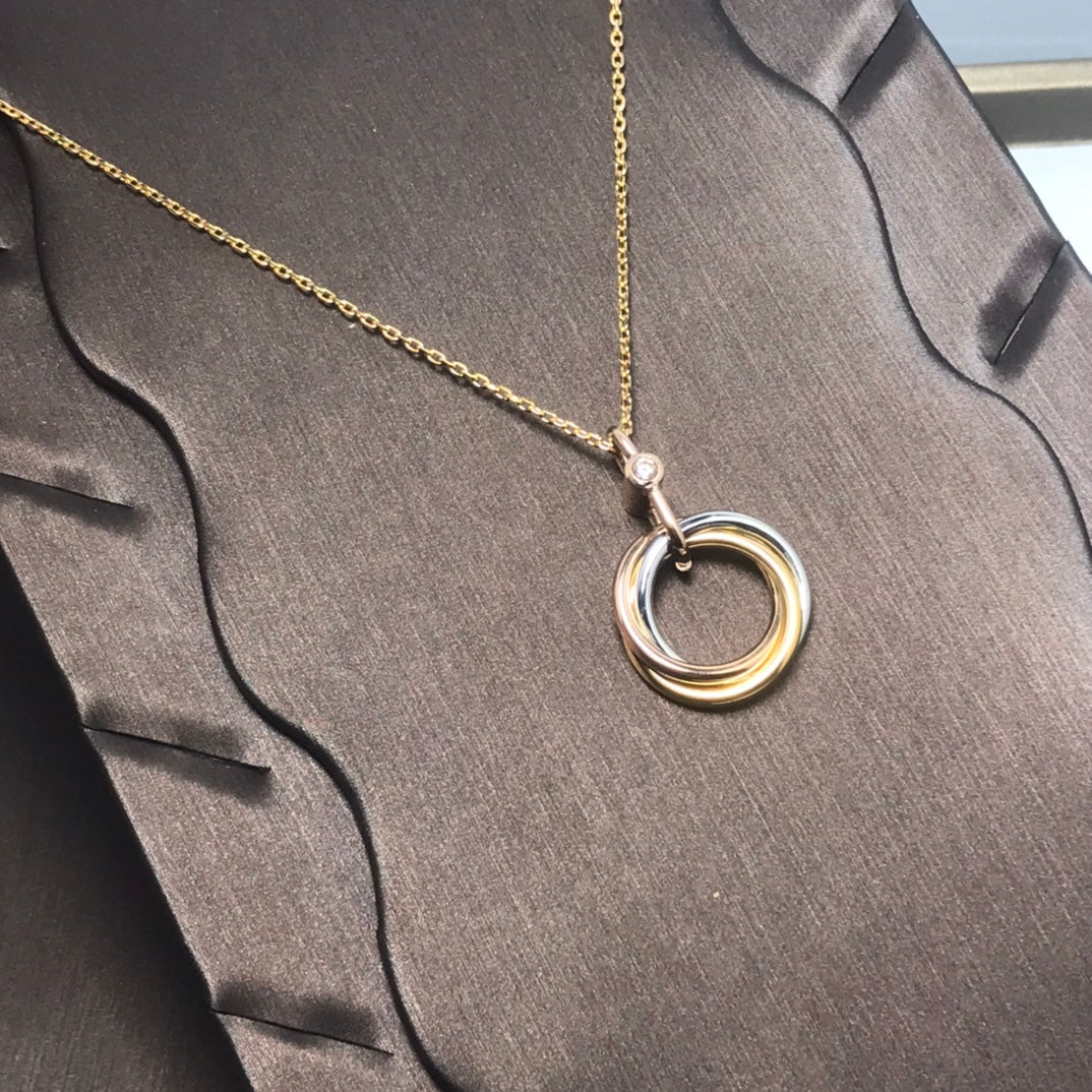 [Royal&Vicky]TRINITY SILVER GOLD PINK GOLD NECKLACE