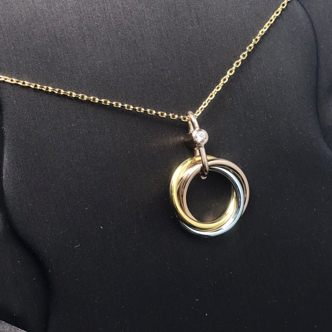 [Royal&Vicky]TRINITY SILVER GOLD PINK GOLD NECKLACE