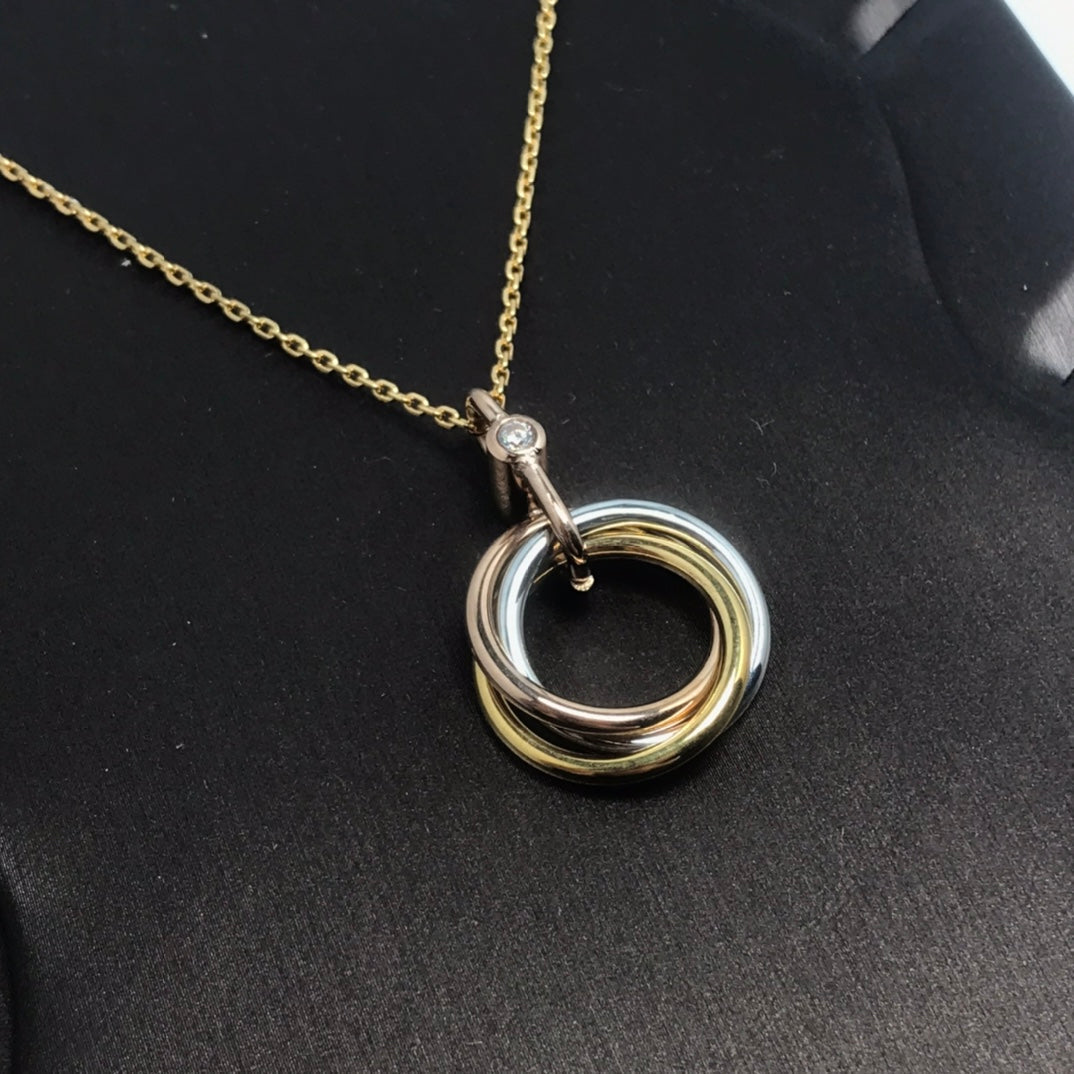 [Royal&Vicky]TRINITY SILVER GOLD PINK GOLD NECKLACE