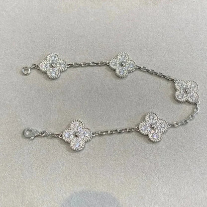 [Royal&Vicky]LUCKY CLOVER 5-MOTIF BRACELET - FULL-DIAMOND