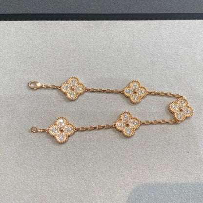[Royal&Vicky]LUCKY CLOVER 5-MOTIF BRACELET - FULL-DIAMOND