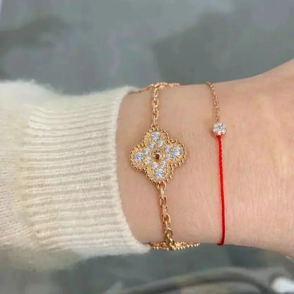 [Royal&Vicky]LUCKY CLOVER 5-MOTIF BRACELET - FULL-DIAMOND
