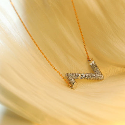 [Royal&Vicky]VOLT SILVER DIAMOND PEDANT NECKLACE
