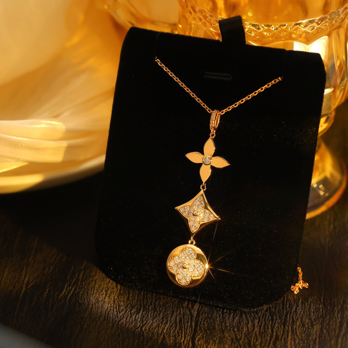[Royal&Vicky]STAR AND SUN DIAMOND PINK GOLD NECKLACE