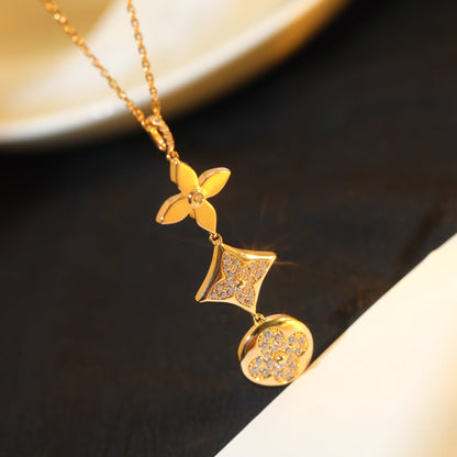[Royal&Vicky]STAR AND SUN DIAMOND PINK GOLD NECKLACE