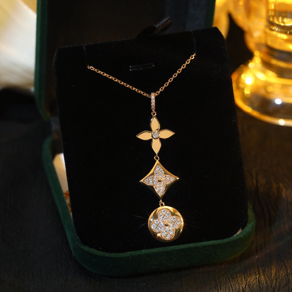 [Royal&Vicky]STAR AND SUN DIAMOND PINK GOLD NECKLACE