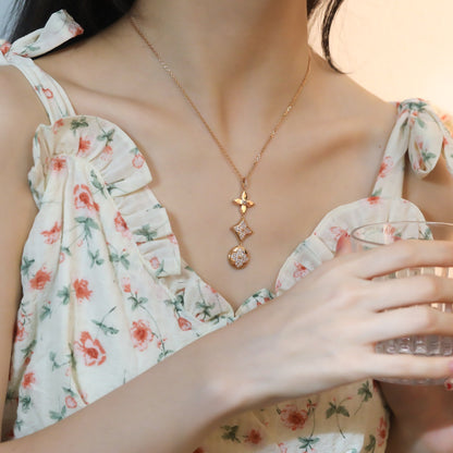 [Royal&Vicky]STAR AND SUN DIAMOND PINK GOLD NECKLACE
