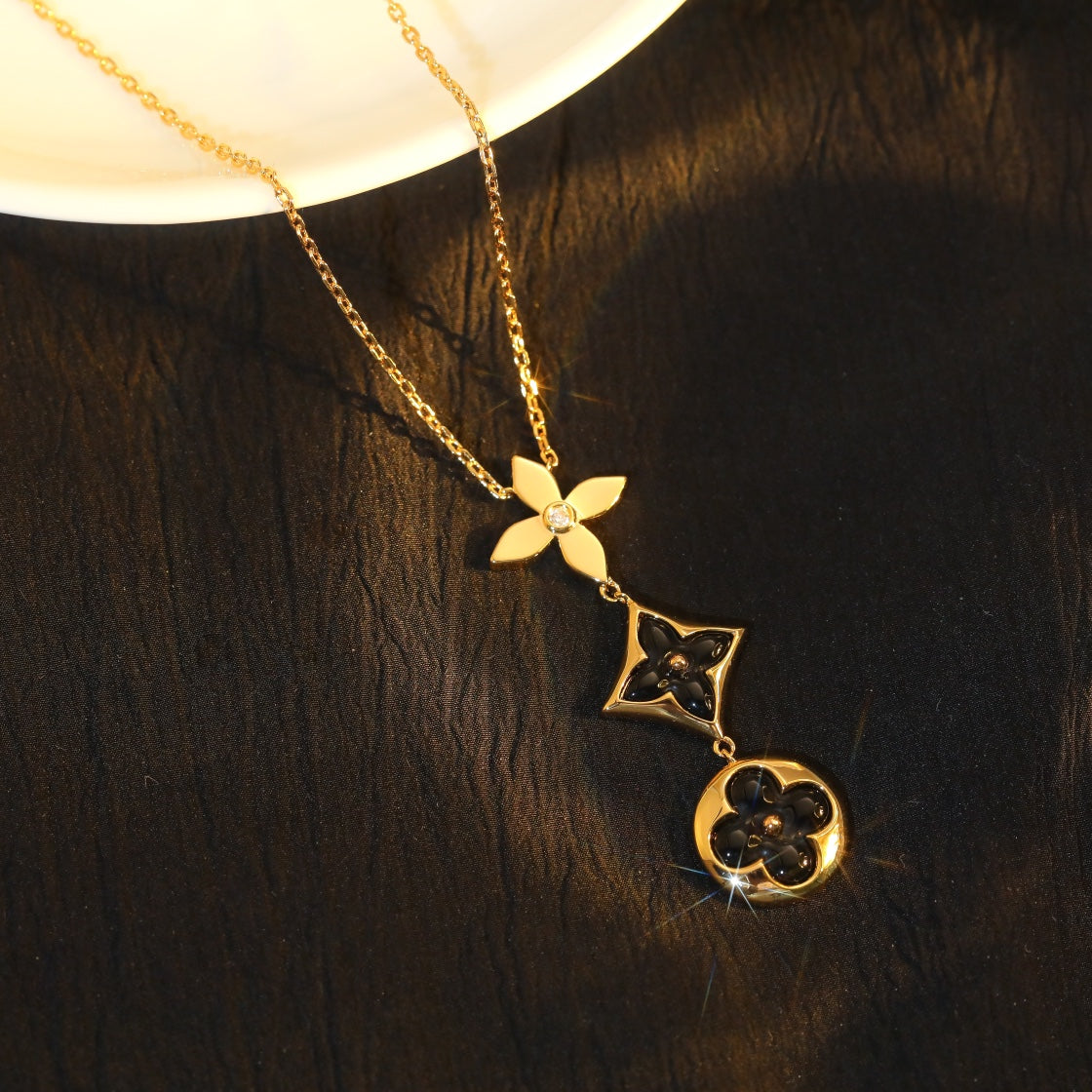[Royal&Vicky]STAR AND SUN ONYX PINK GOLD NECKLACE