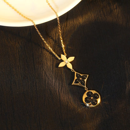 [Royal&Vicky]STAR AND SUN ONYX PINK GOLD NECKLACE