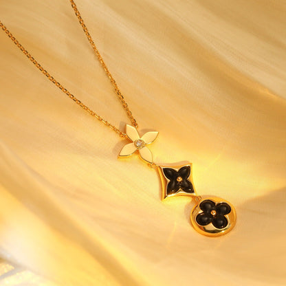 [Royal&Vicky]STAR AND SUN ONYX PINK GOLD NECKLACE
