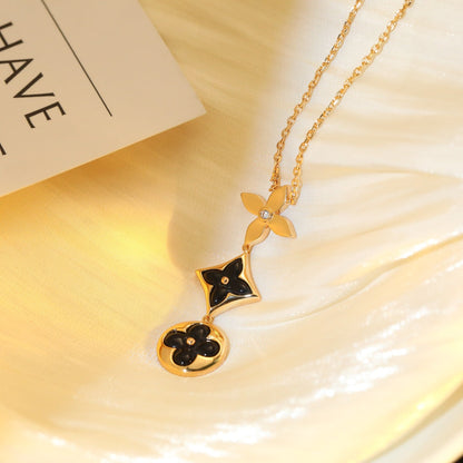 [Royal&Vicky]STAR AND SUN ONYX PINK GOLD NECKLACE