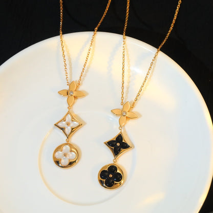 [Royal&Vicky]STAR AND SUN ONYX PINK GOLD NECKLACE