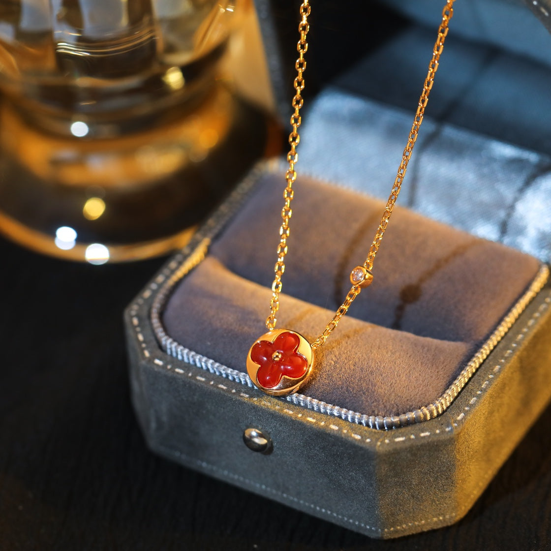 [Royal&Vicky]SUN PEDANT PINK GOLD 1 DIAMOND NECKLACE