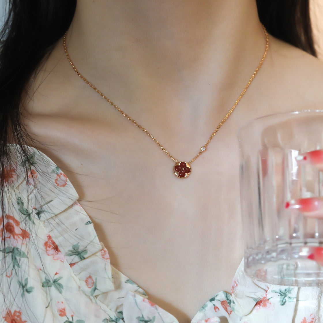 [Royal&Vicky]SUN PEDANT PINK GOLD 1 DIAMOND NECKLACE
