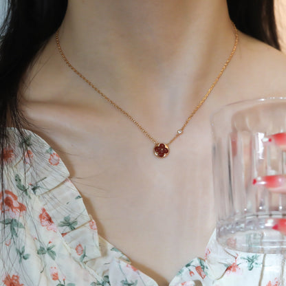 [Royal&Vicky]SUN PEDANT PINK GOLD 1 DIAMOND NECKLACE