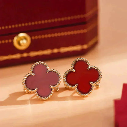 [Royal&Vicky]CLOVER MEDIUM 1 MOTIFS CARNELIAN  EARRINGS