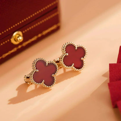 [Royal&Vicky]CLOVER MEDIUM 1 MOTIFS CARNELIAN  EARRINGS