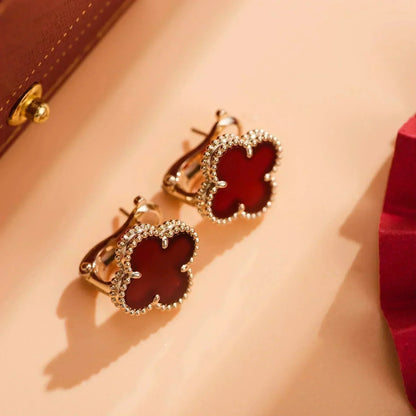 [Royal&Vicky]CLOVER MEDIUM 1 MOTIFS CARNELIAN  EARRINGS