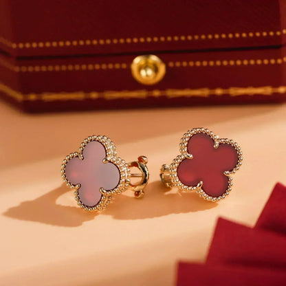 [Royal&Vicky]CLOVER MEDIUM 1 MOTIFS CARNELIAN  EARRINGS
