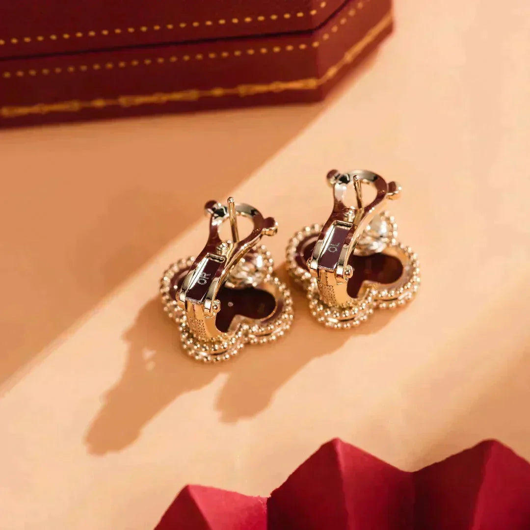 [Royal&Vicky]CLOVER MEDIUM 1 MOTIFS CARNELIAN  EARRINGS