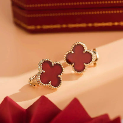 [Royal&Vicky]CLOVER MEDIUM 1 MOTIFS CARNELIAN  EARRINGS