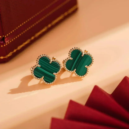 [Royal&Vicky]CLOVER MEDIUM 1 MOTIFS MALACHITE  EARRINGS
