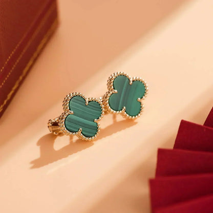 [Royal&Vicky]CLOVER MEDIUM 1 MOTIFS MALACHITE  EARRINGS