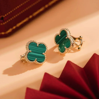 [Royal&Vicky]CLOVER MEDIUM 1 MOTIFS MALACHITE  EARRINGS