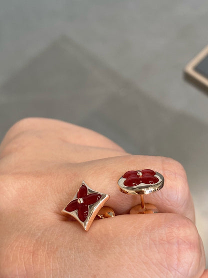 [Royal&Vicky]STAR AND SUN PINK GOLD CARNELIAN STUD EARRINGS