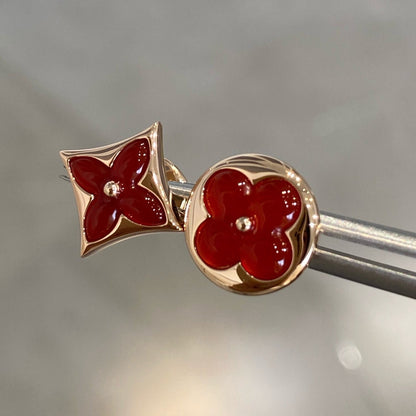[Royal&Vicky]STAR AND SUN PINK GOLD CARNELIAN STUD EARRINGS
