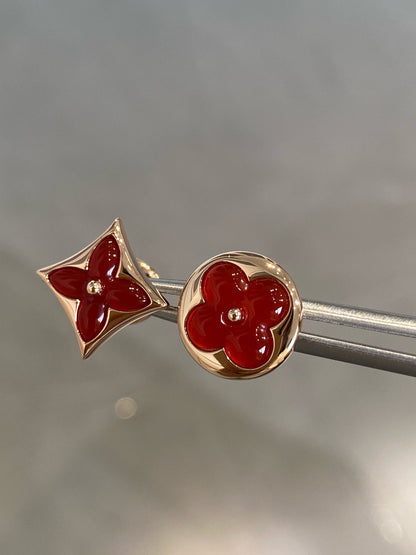 [Royal&Vicky]STAR AND SUN PINK GOLD CARNELIAN STUD EARRINGS