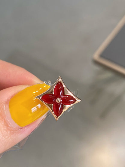 [Royal&Vicky]STAR AND SUN PINK GOLD CARNELIAN STUD EARRINGS