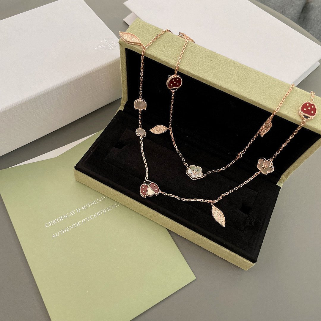 [Royal&Vicky]LUCKY SPRING 15 MOTIFS ROSE GOLD NECKLACE