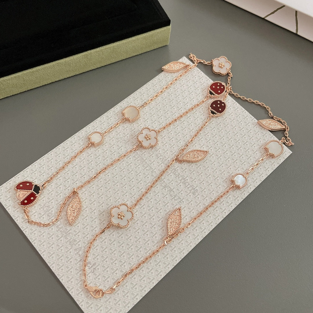 [Royal&Vicky]LUCKY SPRING 15 MOTIFS ROSE GOLD NECKLACE