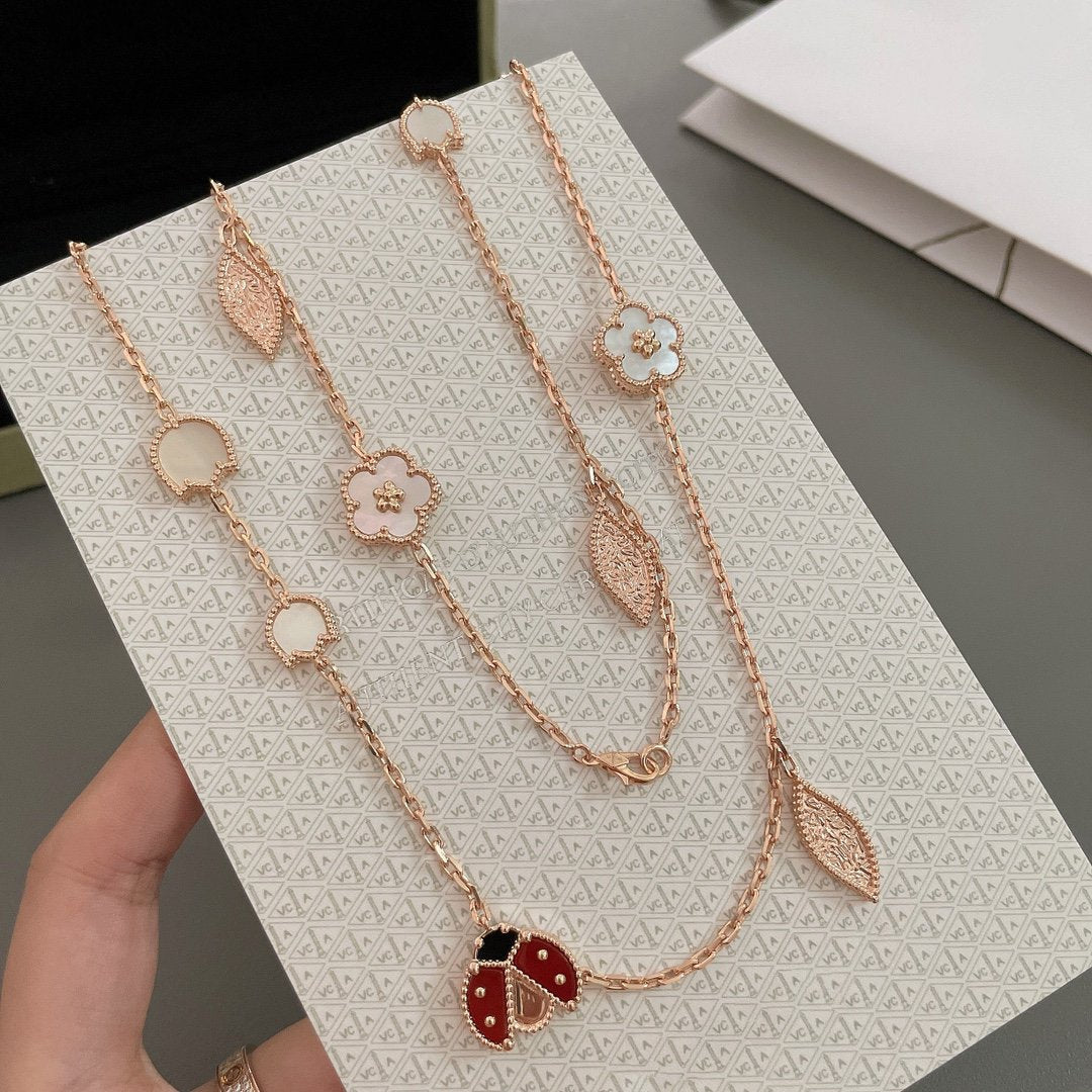 [Royal&Vicky]LUCKY SPRING 15 MOTIFS ROSE GOLD NECKLACE