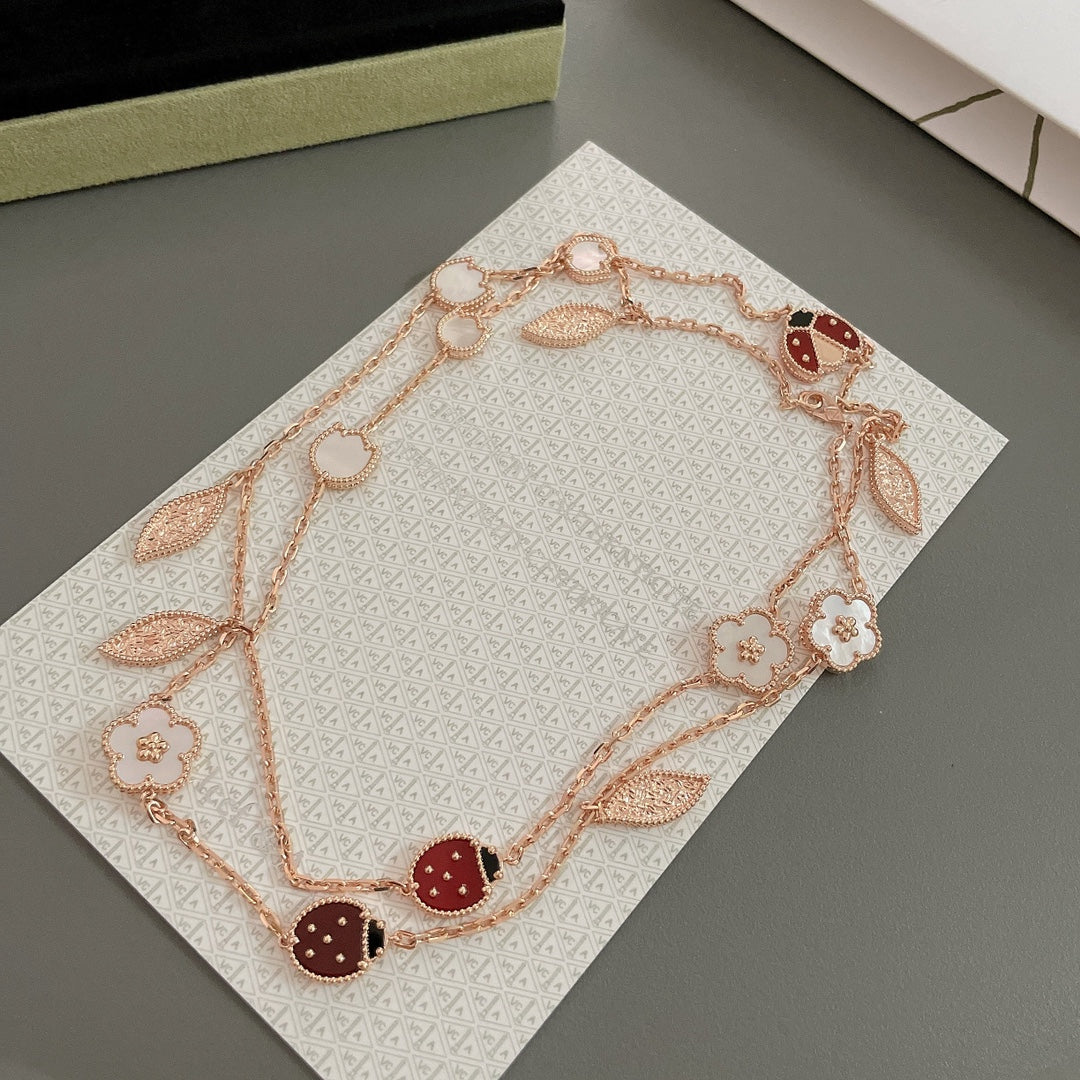 [Royal&Vicky]LUCKY SPRING 15 MOTIFS ROSE GOLD NECKLACE