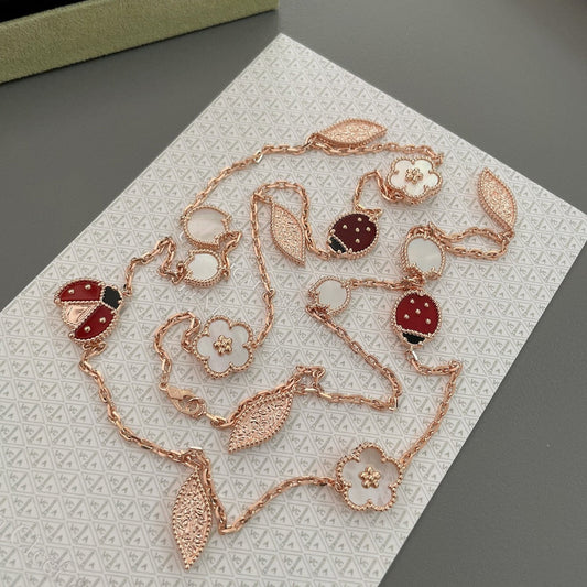 [Royal&Vicky]LUCKY SPRING 15 MOTIFS ROSE GOLD NECKLACE