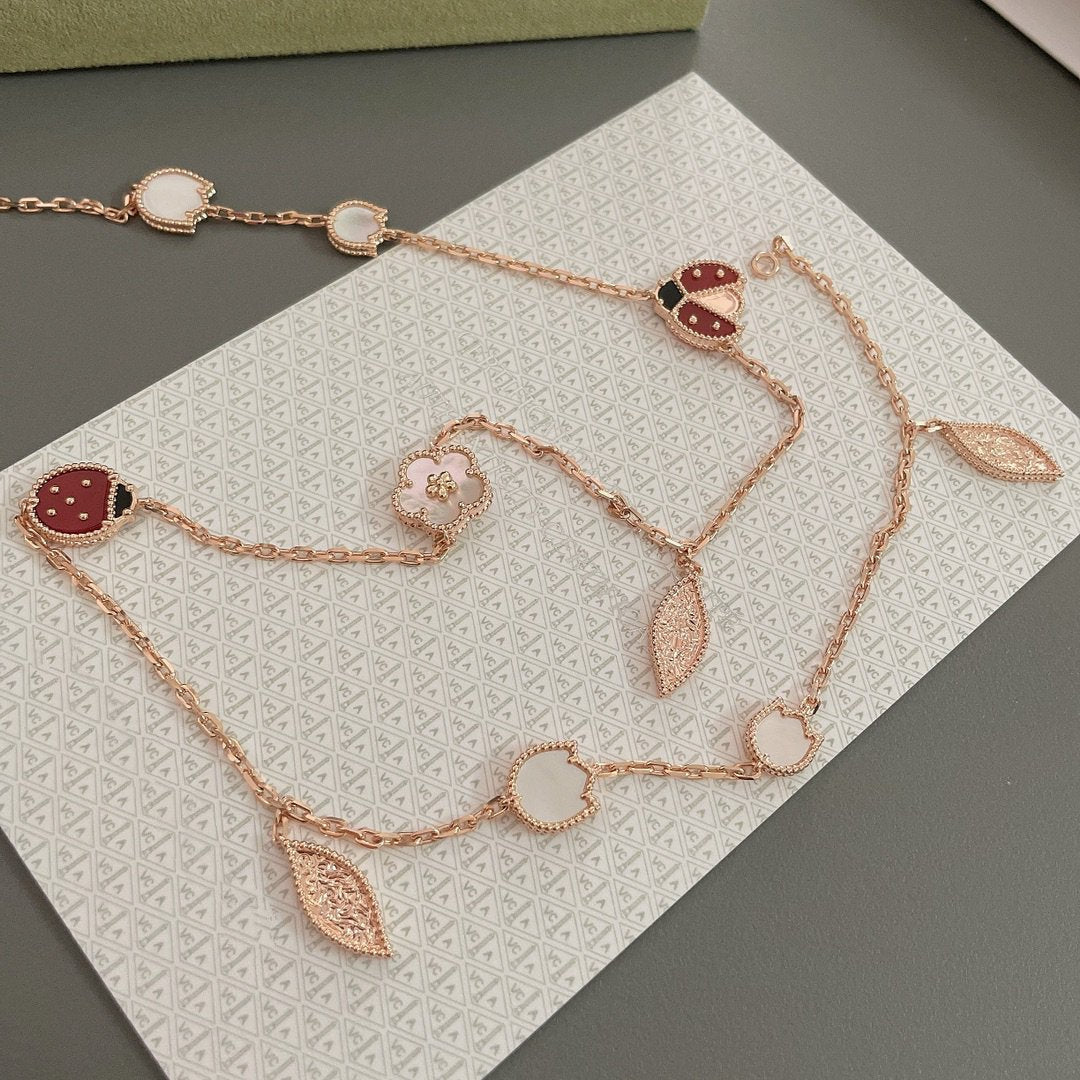[Royal&Vicky]LUCKY SPRING 15 MOTIFS ROSE GOLD NECKLACE